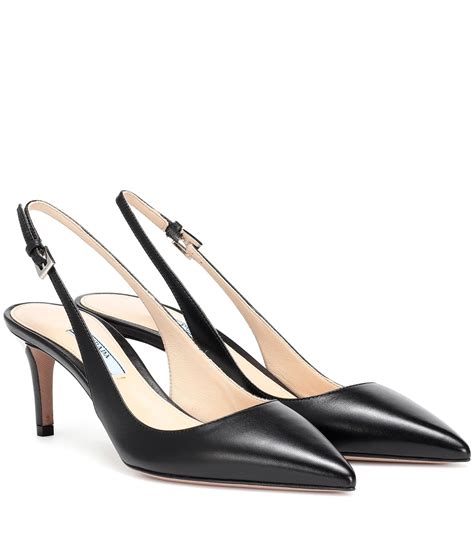 prada leather black pumps|prada leather slingback pumps.